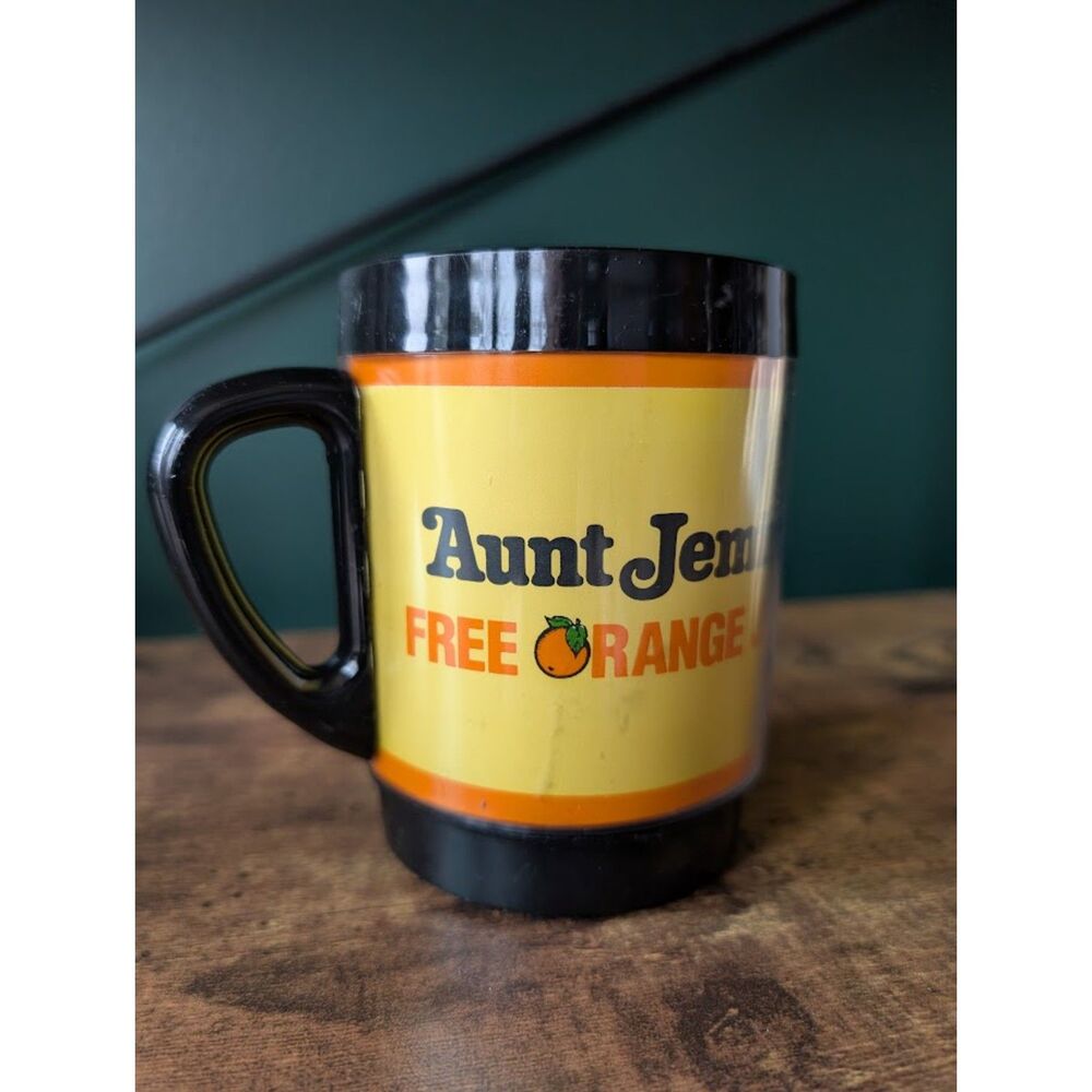 Vintage Aunt Jemima Advertising Mug Free Orange Juice Yellow Promo Cup - Picture 2 of 8